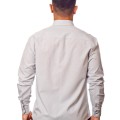 Camisa social masculina de microfibra manga longa, cinza clara