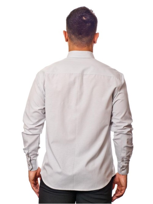 Camisa social masculina de microfibra manga longa, cinza clara Camisa social masculina de microfibra manga longa, cinza clara
