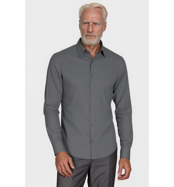 Camisa social masculina de microfibra manga longa, chumbo Camisa social masculina de microfibra manga longa, chumbo