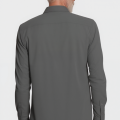Camisa social masculina de microfibra manga longa, chumbo
