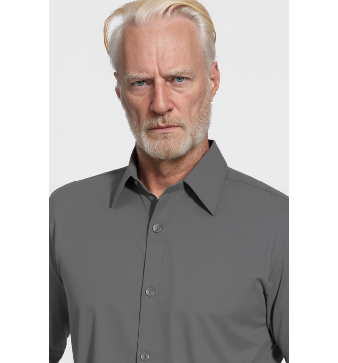 Camisa social masculina de microfibra manga longa, chumbo Camisa social masculina de microfibra manga longa, chumbo