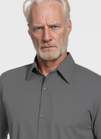 Camisa social masculina de microfibra manga longa, chumbo