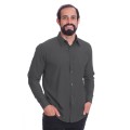 Camisa social masculina de microfibra manga longa, chumbo