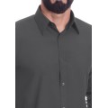 Camisa social masculina de microfibra manga longa, chumbo