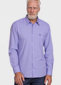 Camisa social masculina de microfibra manga longa, lilás