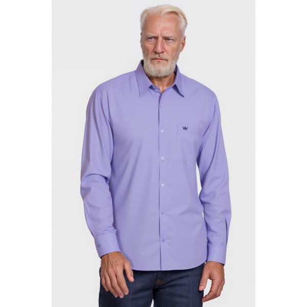 Camisa social masculina de microfibra manga longa, lilás