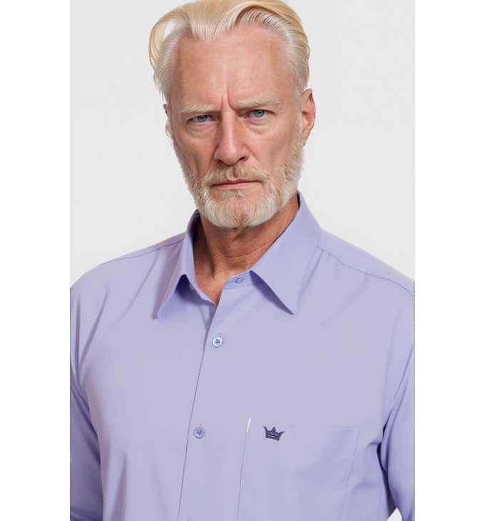 Camisa social masculina de microfibra manga longa, lilás