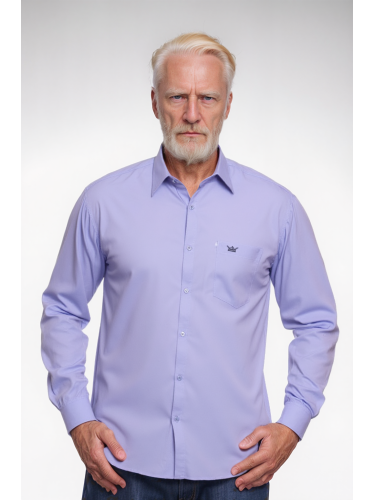 Camisa social masculina de microfibra manga longa, lilás