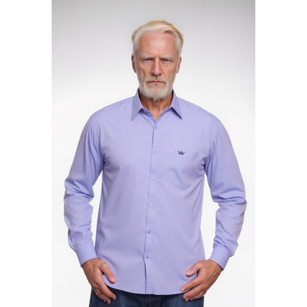 Camisa social masculina de microfibra manga longa, lilás