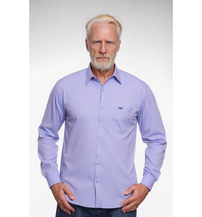 Camisa social masculina de microfibra manga longa, lilás