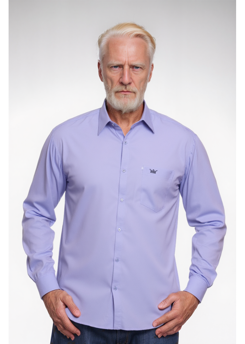 Camisa social masculina de microfibra manga longa, lilás