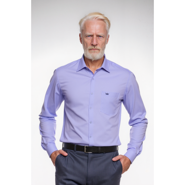 Camisa social masculina de microfibra manga longa, lilás