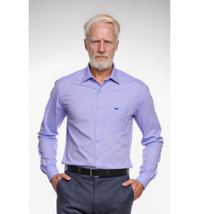 Camisa social masculina de microfibra manga longa, lilás