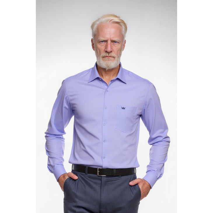 Camisa social masculina de microfibra manga longa, lilás