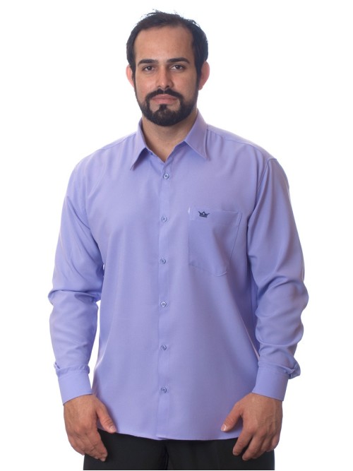 Camisa social masculina de microfibra manga longa, lilás