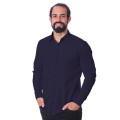 Camisa social masculina de microfibra manga longa, marinho