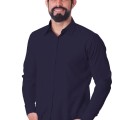 Camisa social masculina de microfibra manga longa, marinho