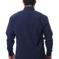 Camisa social masculina de microfibra manga longa, marinho