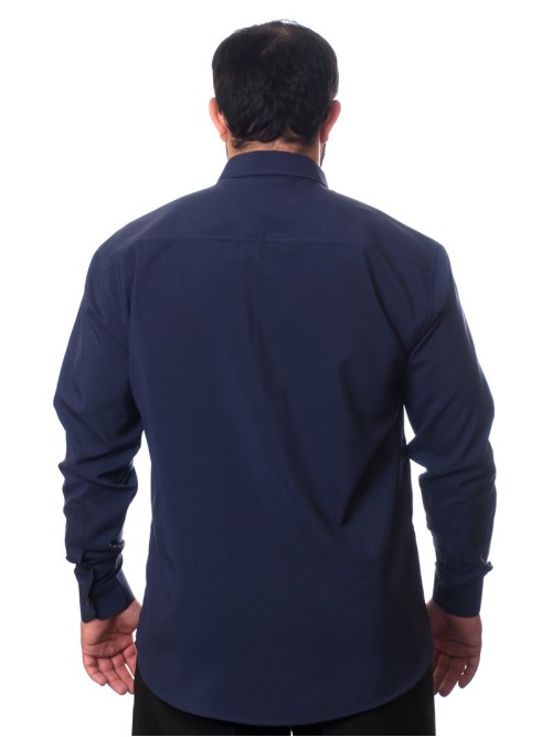 Camisa social masculina de microfibra manga longa, marinho Camisa social masculina de microfibra manga longa, marinho