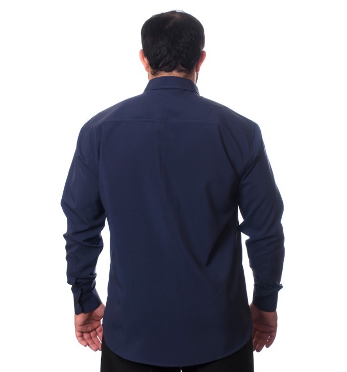 Camisa social masculina de microfibra manga longa, marinho Camisa social masculina de microfibra manga longa, marinho