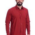 Camisa social masculina de microfibra manga longa, vinho