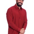 Camisa social masculina de microfibra manga longa, vinho