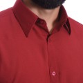 Camisa social masculina de microfibra manga longa, vinho