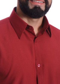 Camisa social masculina de microfibra manga longa, vinho