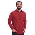 Camisa social masculina de microfibra manga longa, vinho