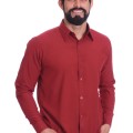 Camisa social masculina de microfibra manga longa, vinho