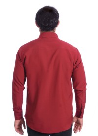 Camisa social masculina de microfibra manga longa, vinho