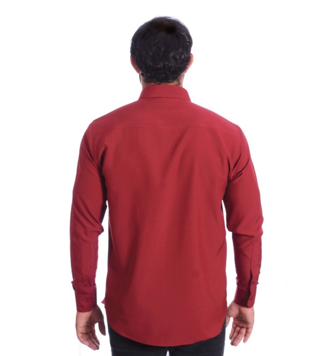 Camisa social masculina de microfibra manga longa, vinho Camisa social masculina de microfibra manga longa, vinho