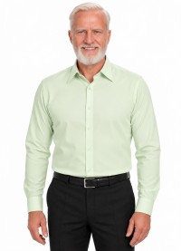 Camisa masculina verde água de microfibra manga longa