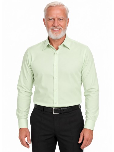 Camisa masculina verde água de microfibra manga longa