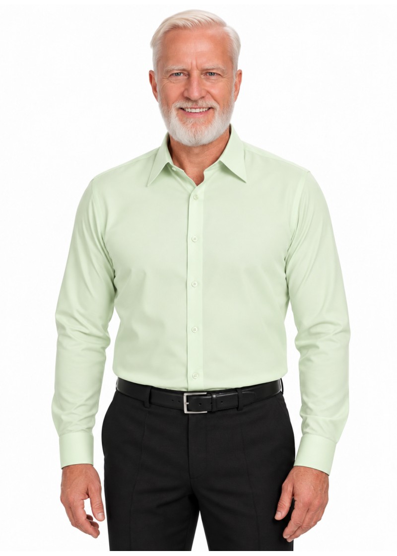 Camisa masculina verde água de microfibra manga longa