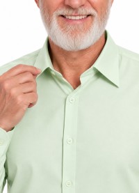 Camisa masculina verde água de microfibra manga longa
