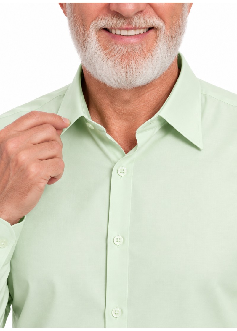 Camisa masculina verde água de microfibra manga longa