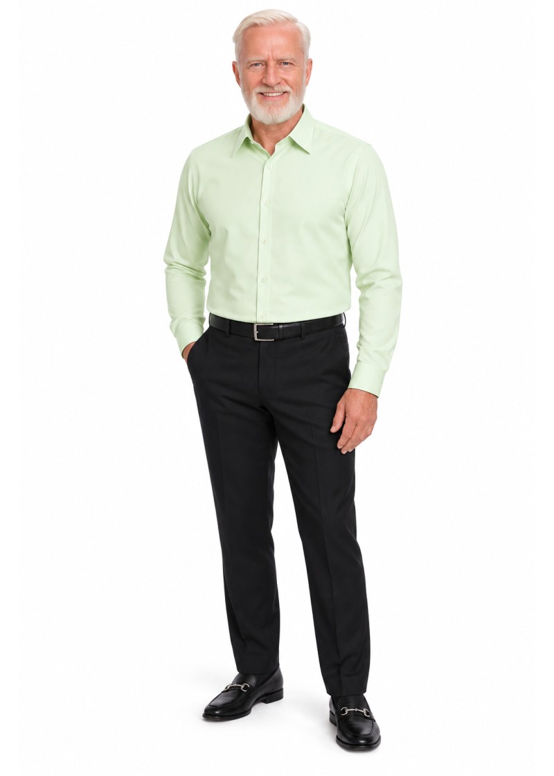 Camisa masculina verde água de microfibra manga longa