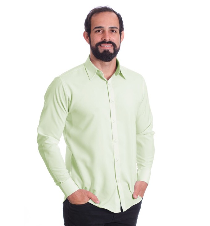 Camisa masculina verde água de microfibra manga longa Camisa masculina verde água de microfibra manga longa