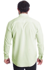 Camisa masculina verde água de microfibra manga longa