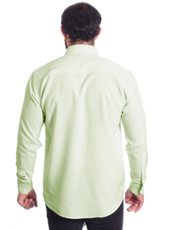 Camisa masculina verde água de microfibra manga longa