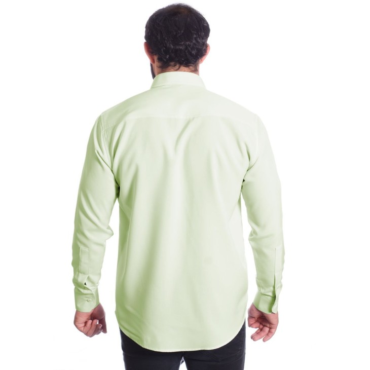 Camisa masculina verde água de microfibra manga longa