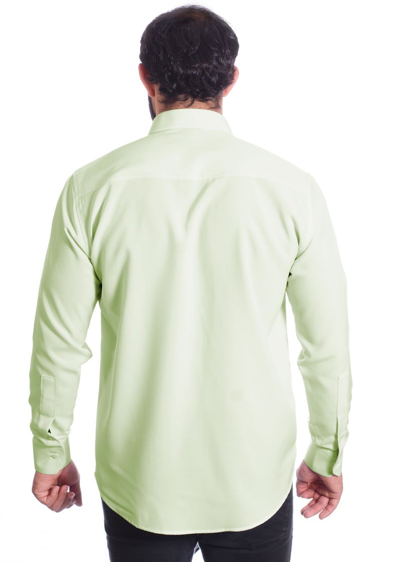 Camisa masculina verde água de microfibra manga longa
