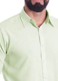 Camisa masculina verde água de microfibra manga longa