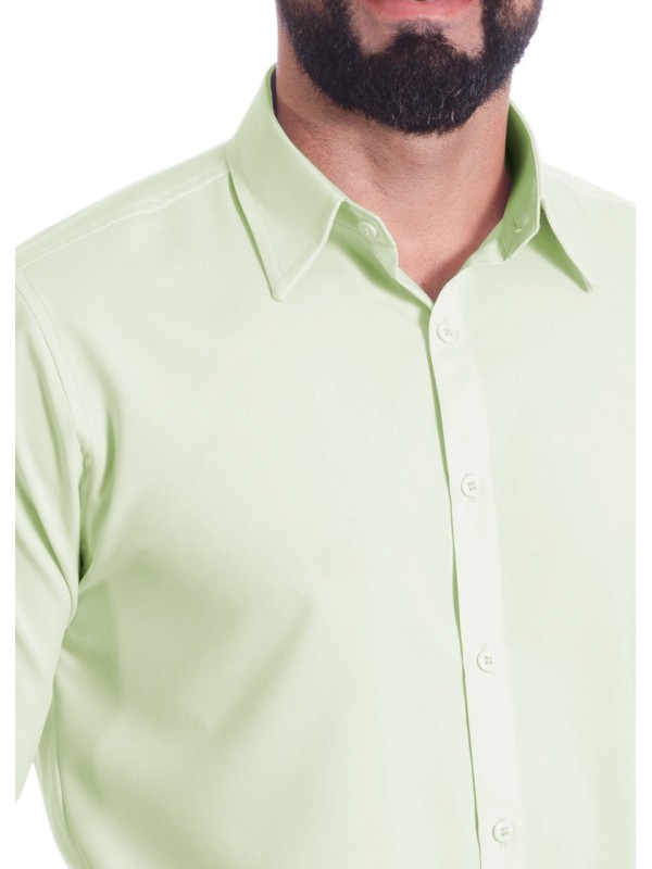 Camisa masculina verde água de microfibra manga longa