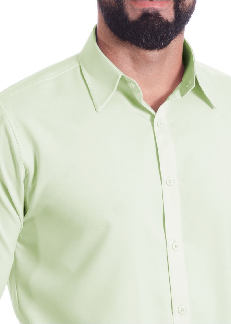 Camisa masculina verde água de microfibra manga longa