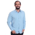 Camisa social azul claro masculina de microfibra