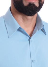 Camisa social azul claro masculina de microfibra