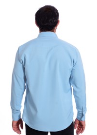 Camisa social azul claro masculina de microfibra