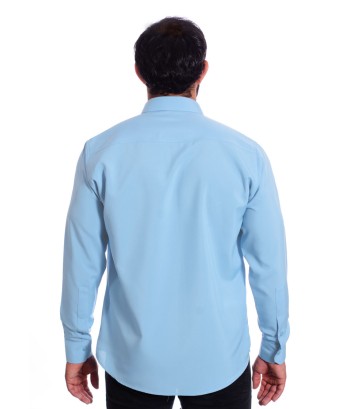 Camisa social azul claro masculina de microfibra